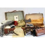 Two Suitcases of vintage Clothing etc to include Fur coat, Handbags, Gloves etc