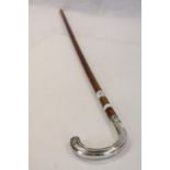 Antique continental walking stick with silver handle impressed 800