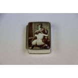 Silver pill box with erotic image to the lid