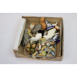 Box with nine Royal Doulton and two Staffordshire style cats, plus carton of approx.40 wade