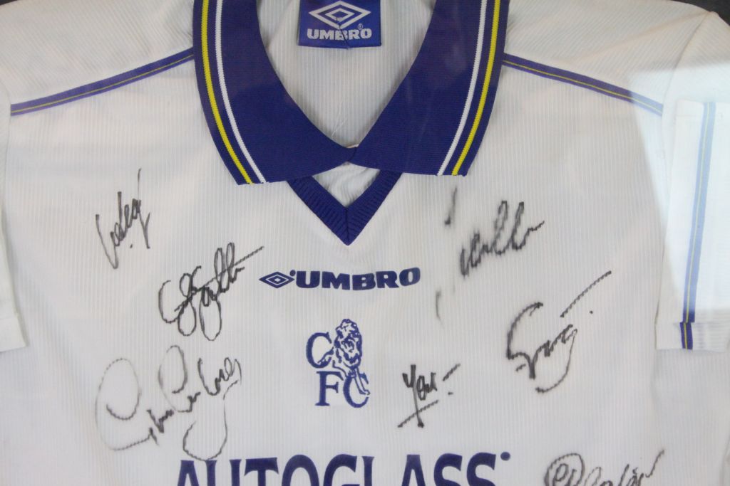 Framed & glazed signed Chelsea Football shirt, frame approx 77 x 69cm - Image 3 of 3