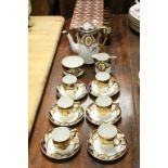 20th Century Noritake coffee set with blue and gilded decoration