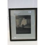 Framed Frederick Hollyer Platinum portrait Print of a child seated on an antique sofa