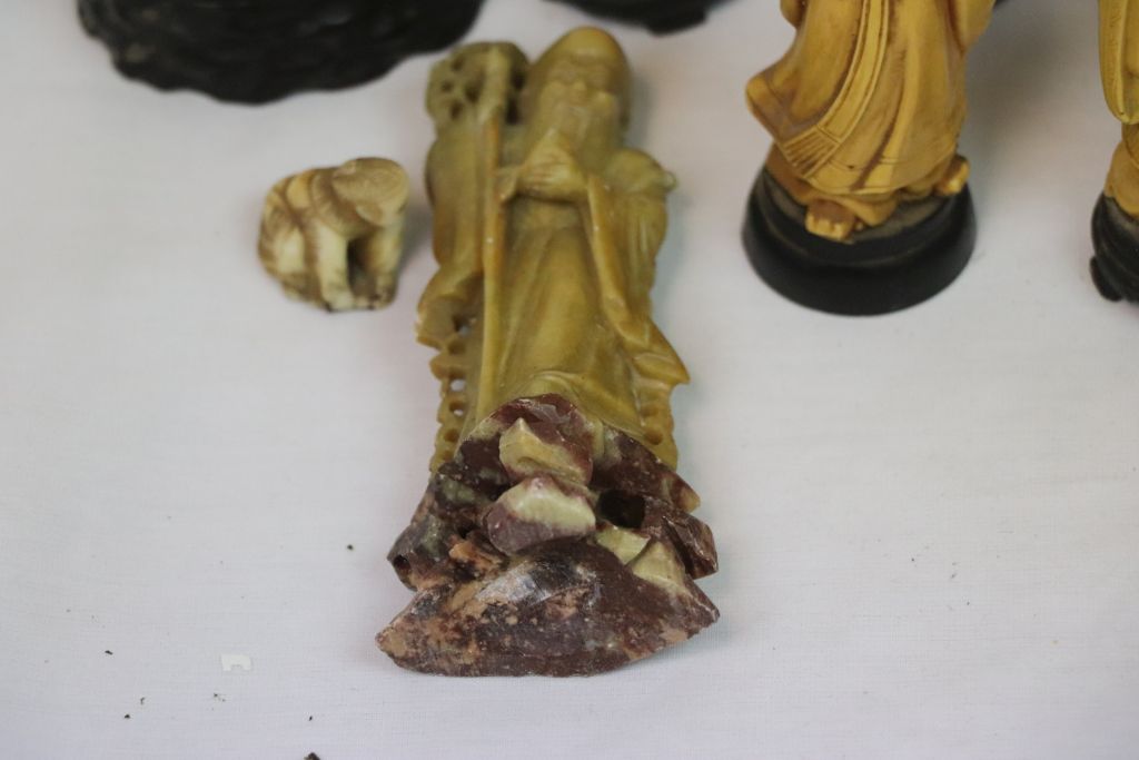 Collection of vintage Oriental & other figures in Resin, Soapstone & Ivory to include a Classical - Image 3 of 7