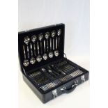 Art Deco 34 piece 22k gold plated canteen of cutlery in presentation leather case