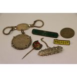 Small group of mixed vintage collectables to include a Victorian Silver coin Brooch, "Connie" name