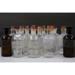 Collection of vintage Chemist's Glass bottles with Etched labels to include "Silver Nitrate, Boric