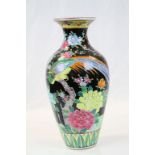 Oriental ceramic Vase with Colourful Bird & Floral decoration, stands approx 37cm