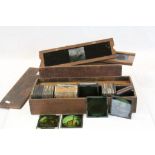 Boxed collection of Magic Lantern Glass Slides & another boxed set of larger Slides depicting