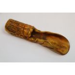 Bone scoop spoon / apple corer with handle in the form of a cicada