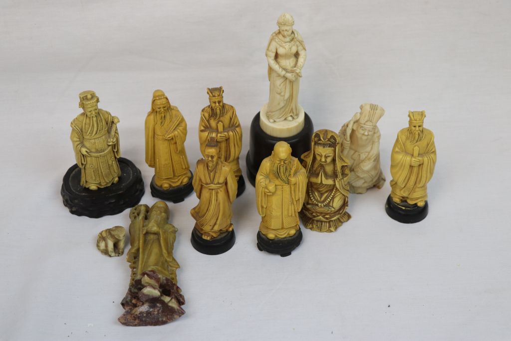 Collection of vintage Oriental & other figures in Resin, Soapstone & Ivory to include a Classical - Image 7 of 7