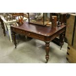 19th century Mahogany Library Table with Burgundy Leather Inset Top having to Two Drawers to