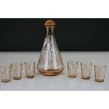 A Festival of Britain 1951 sherry decanter with six matching glasses