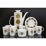 J & G Meakin studio coffee set to include cups, saucers and sugar bowl etc in the Amulet Pattern