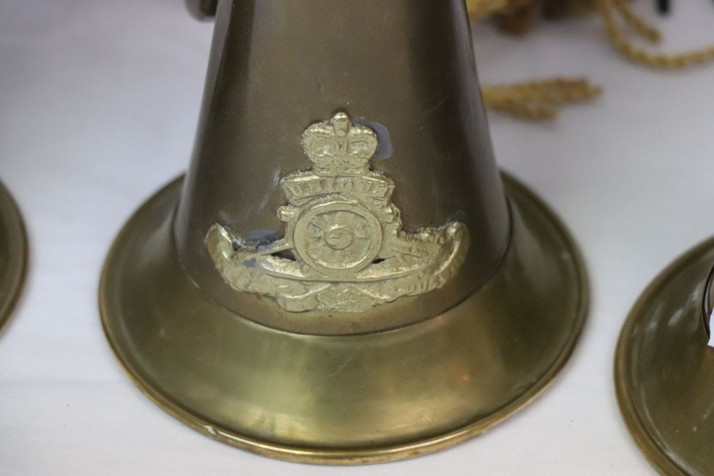 A Collection Of The British Military Bugle's, All Adorned With Military Badges To Include One To The - Image 5 of 8