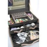 Collection of vintage & other Costume jewellery in a John Rocha leather jewellery case