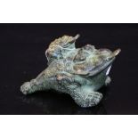 Chinese bronze money frog with four character mark to base