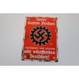 A German Third Reich Enamel Tin Door Sign For The DAF German Labour Front "Unter Diesem Zeichen