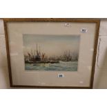 Francis Wells coloured engraving pool of London artists proof blind stamp