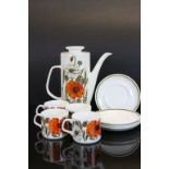 J & G Meakin four place Coffee set in Poppy pattern