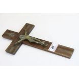 French Rosewood and Brass Mounted Crucifix with a Brass Model of Christ