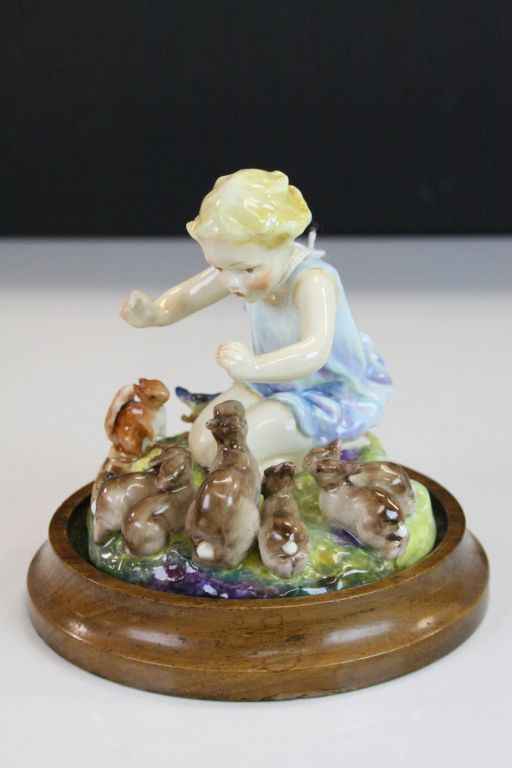 Royal Worcester ceramic Figurine "A Woodland Dance" by F G Doughty, numbered 3076/2 with Wooden