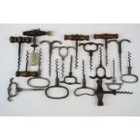 Collection of 19th & 20th Century Corkscrews in various styles to include one with brush inset to