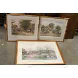 Six framed & glazed Gallery blind stamped & signed prints by "J L Chapman" plus another example
