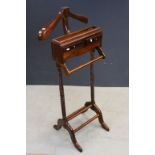 Hardwood Gentleman's Valet Stand with Two Small Drawers and raised on Twisted Supports, 123cms high