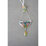Silver and enamel set pendant in the Art Nouveau style