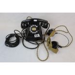 A Vintage World War Two / WW2 Era Telephone With Military Headset.