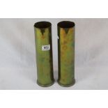 A Pair Of World War One / WW1 13 Pounder Brass Artillery Shells Both Dated 1916.