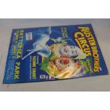 An Austin Brothers circus poster from Hippodrome Battersea Park 1990/91 and a quanttiy of perspex