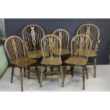 Set of Six Wheelback Dining Chairs with Elm Seats (including Two Carvers)