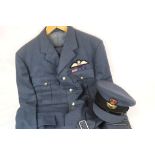 A Royal Air Force / R.A.F. Uniform To include Jacket With Wings And Medal Bar And Cap With Badges