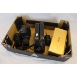 A quantity of cameras and accessories to include boxed Sigma 135-400 mm etc.