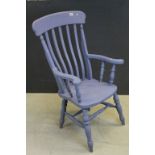 Traditional carver high back chair in blue