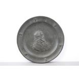 18c pewter decorative plate with two touch marks to underside