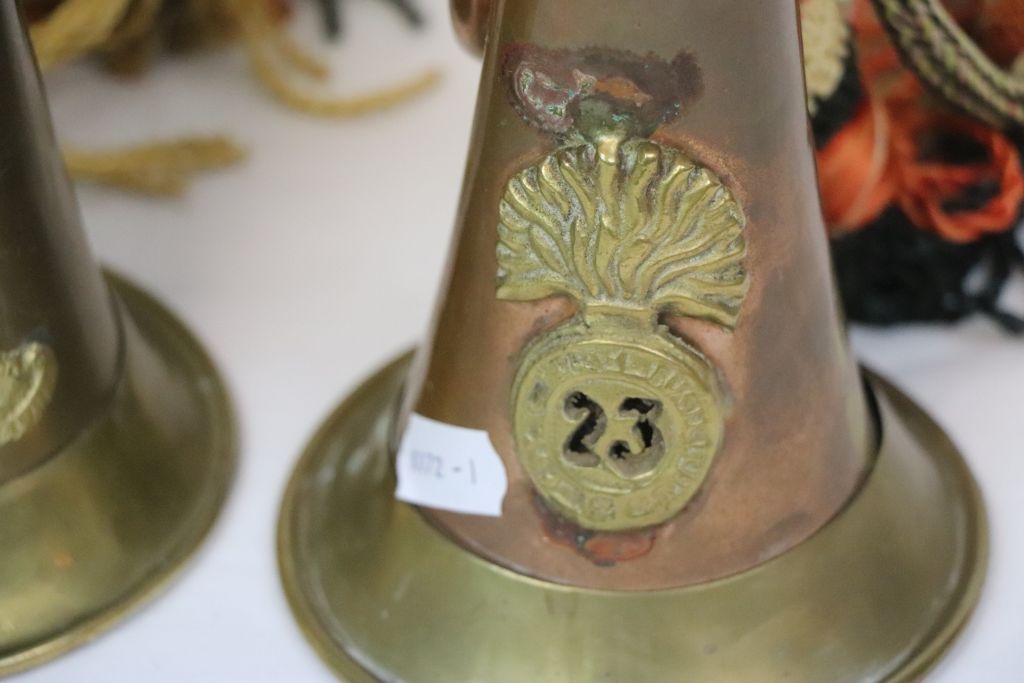A Collection Of The British Military Bugle's, All Adorned With Military Badges To Include One To The - Image 6 of 8