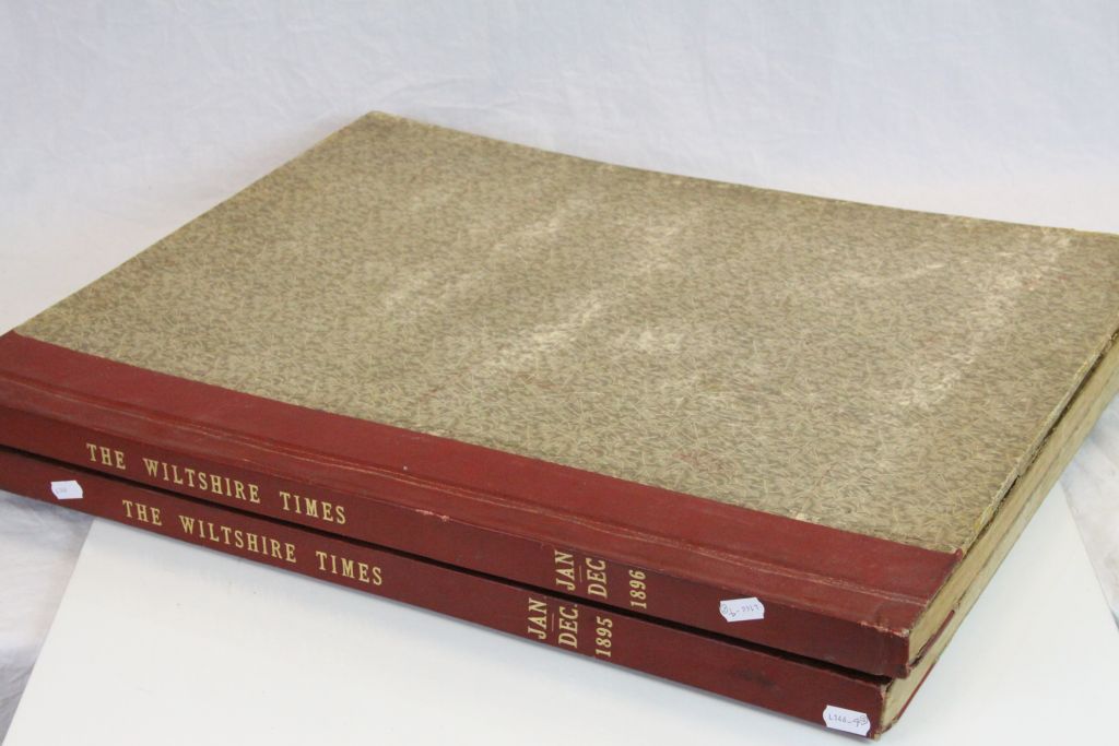 Two 19th Century bound volumes of "The Wiltshire Times", 1895 & 1896