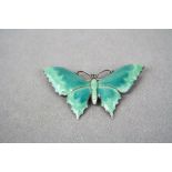 Henry James Hulbert London early 20th Century sterling silver and enamel butterfly brooch