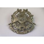 A Victorian The Border Regiment White Metal Helmet Plate Centre Badge With Three Loop Fixings To The