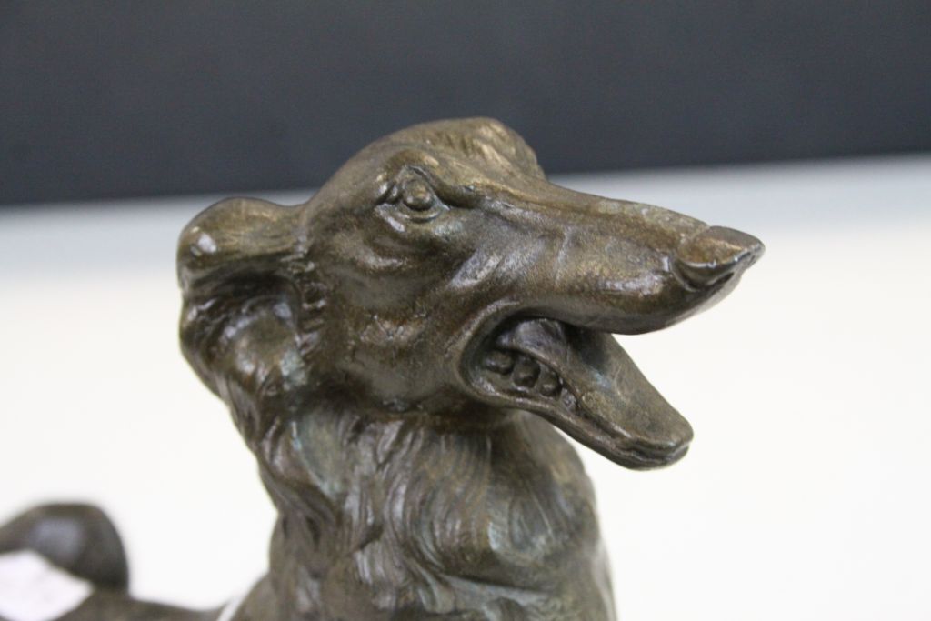 Vintage bronzed spelter dog possibly Saluki or Afghan hound - Image 4 of 5