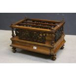 Victorian Three Division Walnut Canterbury / Magazine Rack with Cushion Drawer, 60cms wide x 44cms