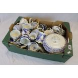 Collection of blue and white china including part dinner sets etc