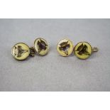 Pair of yellow metal cufflinks with a fox mask decoration