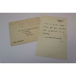 A World War Two / WW2 Era Letter From Winston Churchill Dated 29th December 1941 To The Envelope.