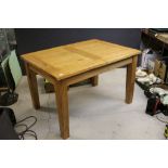 Oak dining table with additional leaf, adjustable, removable legs