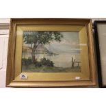 Early 20th Century watercolour impressionist lake scene, signed with monogram EHG