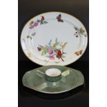 Mid 20th century Poole pottery Hors d'oeuvre dish of speckled decoration and a Wedgewood meat